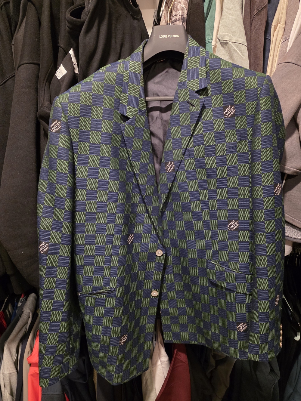 Louis Vuitton Green & Navy Checkered Sport Coat